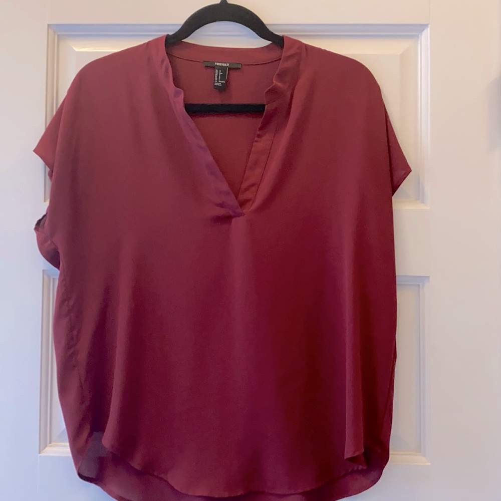Maroon polyester blouse